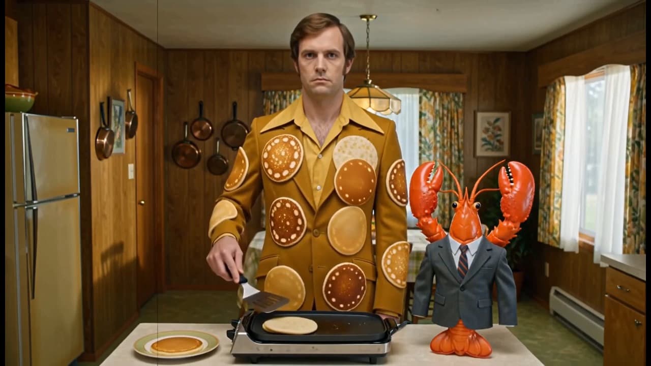 A live captured frame from theinfiniteslop.com, showing the kind of AI-generated scene the stream produces in real time